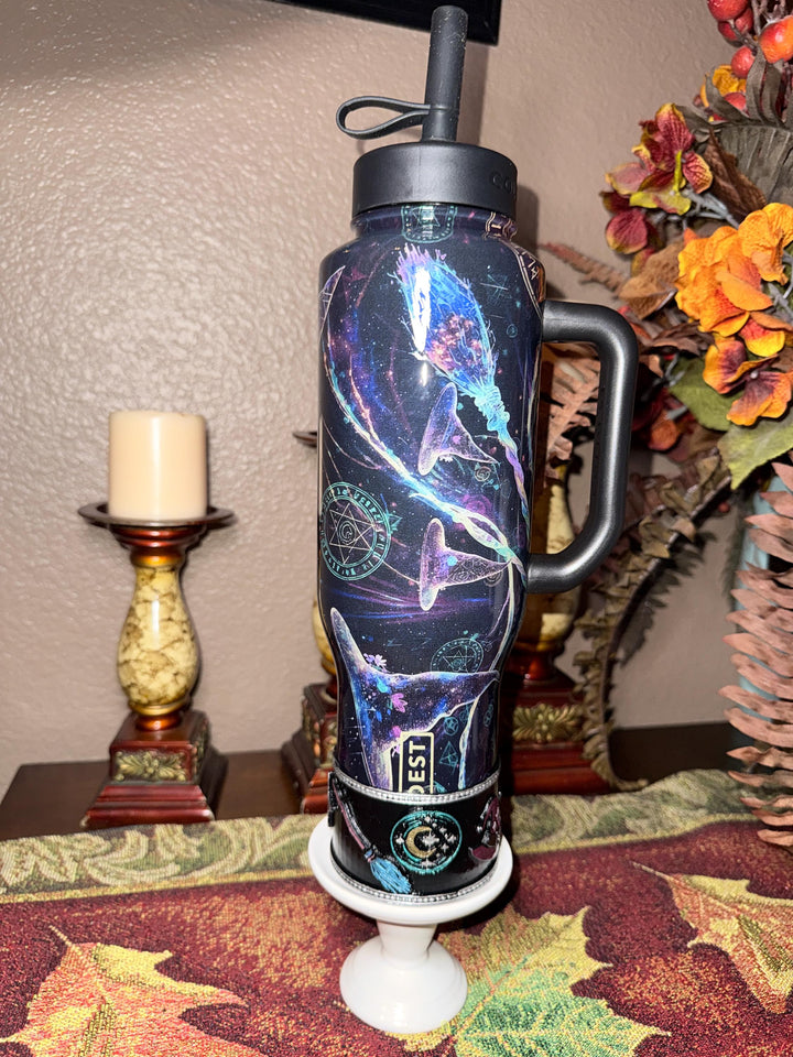 Wizarding Skies Wizard Broom Moon Stars Tumbler boot for Coldest and Stanley Tumblers, unique gift accessories