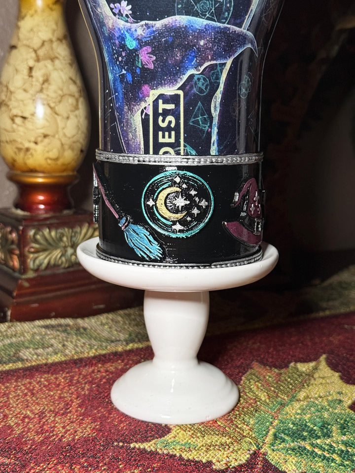Wizarding Skies Wizard Broom Moon Stars Tumbler boot for Coldest and Stanley Tumblers, unique gift accessories
