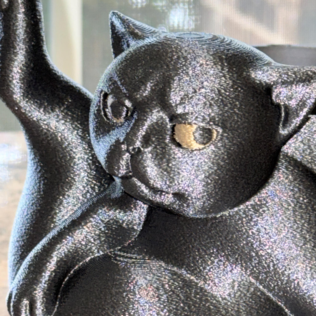 Annoyed Yoga Cat Planter, Funny Cat Succulent Pot, Gothic Black Cat Plant Holder, Quirky Cat Lover Gift, Desk Decor, 3D Printed Planter