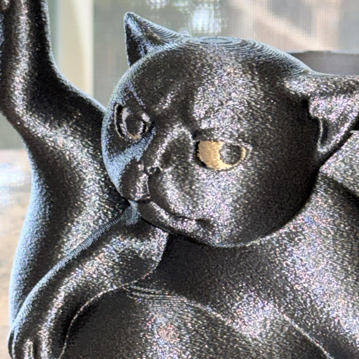 Annoyed Yoga Cat Planter, Funny Cat Succulent Pot, Gothic Black Cat Plant Holder, Quirky Cat Lover Gift, Desk Decor, 3D Printed Planter