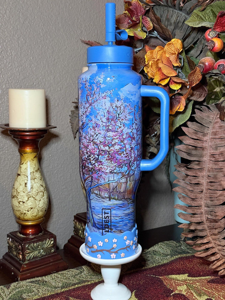 Cherry Blossom Tumbler Boot, Pink Peach Tree, Spring Floral Flower, fits Stanley, Coldest, HydroJug Owala and more.
