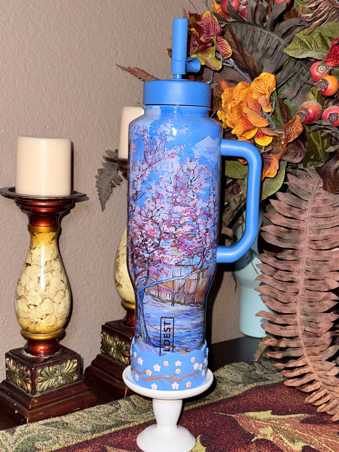 Cherry Blossom Tumbler Boot, Pink Peach Tree, Spring Floral Flower, fits Stanley, Coldest, HydroJug Owala and more.