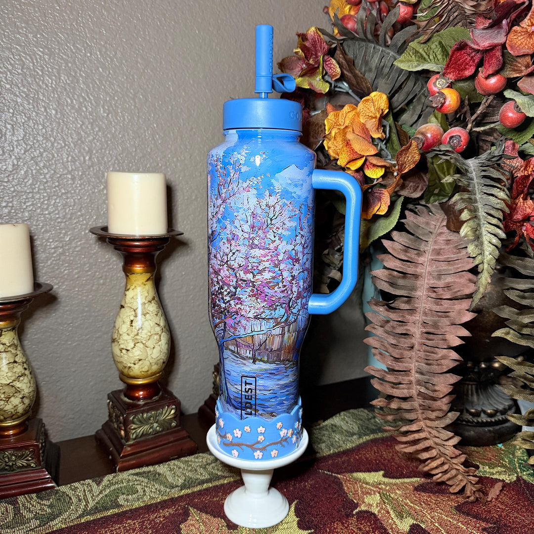 Cherry Blossom Tumbler Boot, Pink Peach Tree, Spring Floral Flower, fits Stanley, Coldest, HydroJug Owala and more.