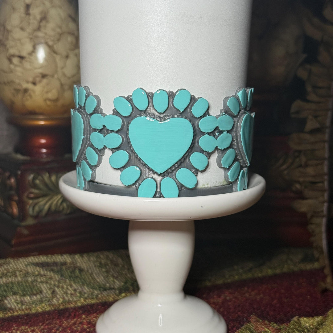 Heart Concho Turquoise Tumbler Boot, straw topper, lid topper, handle charm Stanley, Drink Sleeve Protective Boot, Unique jewelry