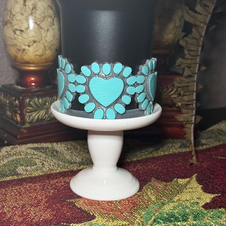 Heart Concho Turquoise Tumbler Boot, straw topper, lid topper, handle charm Stanley, Drink Sleeve Protective Boot, Unique jewelry