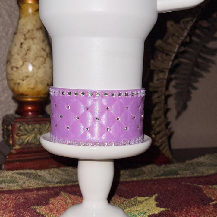 Lavender Lilac Purple Quilted Rhinestone Tumbler boot and halo for Stanley tumblers