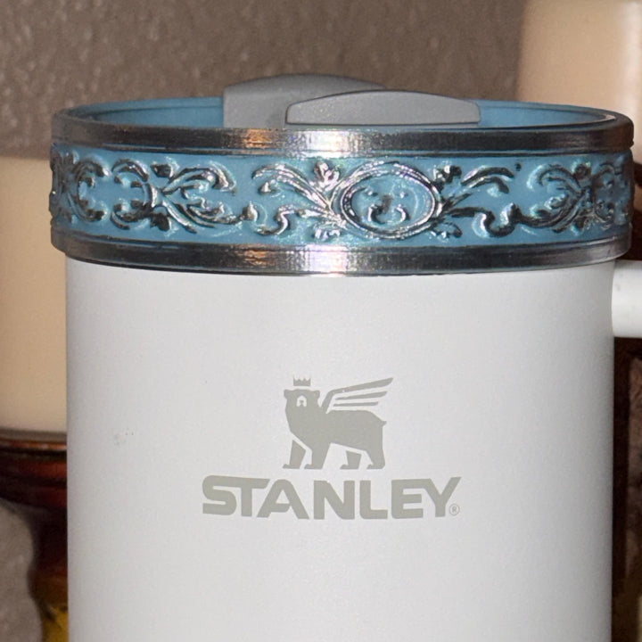 Frost Blue and Silver Fancy Lace Tumbler Boot or Halo Accessory Collection for tumblers, Stanley accessories