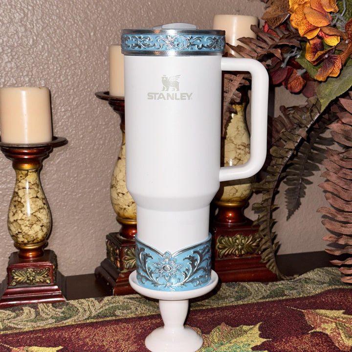 Frost Blue and Silver Fancy Lace Tumbler Boot or Halo Accessory Collection for tumblers, Stanley accessories