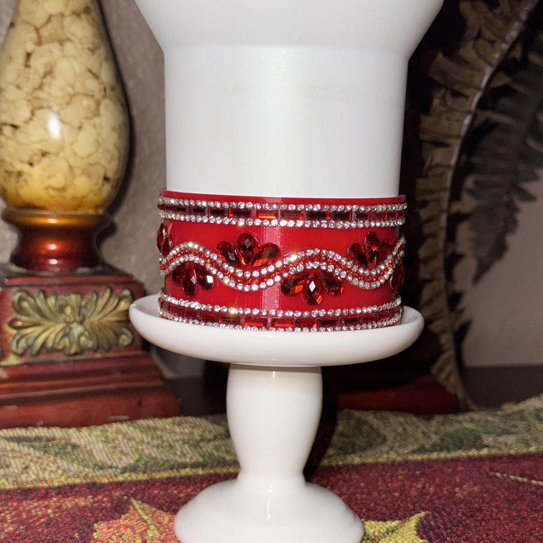 Red and Silver Rhinestone Tumbler Boot or Halo, Bling Sparkle Cup Sleeve, Stanley and other brand Accessories, Unique Gift