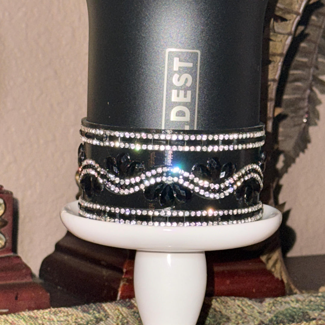 Black and Silver Rhinestone Tumbler accessories, bling collar halo boot, fits Stanley and Coldest tumblers, unique gift