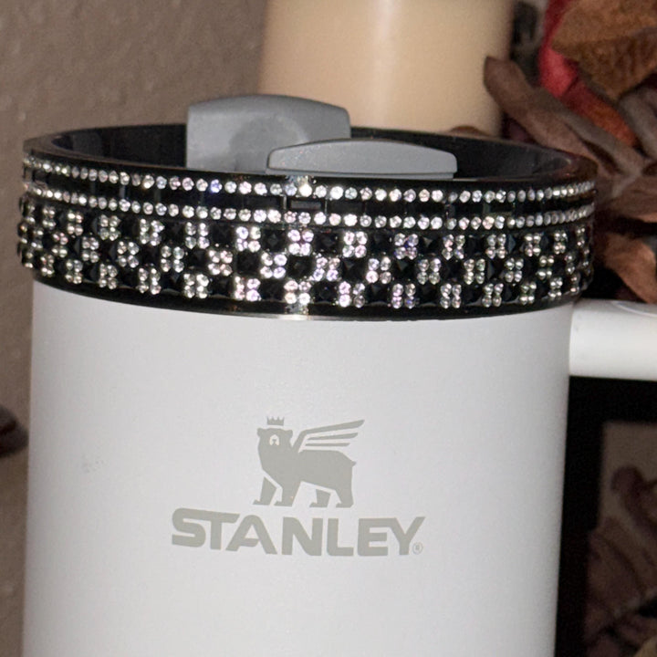 Black and Silver Rhinestone Tumbler accessories, bling collar halo boot, fits Stanley and Coldest tumblers, unique gift