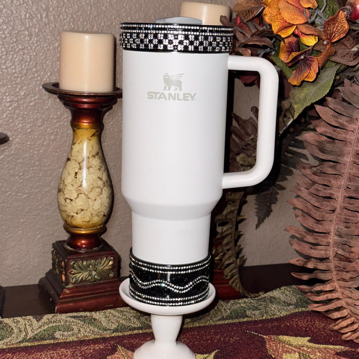 Black and Silver Rhinestone Tumbler accessories, bling collar halo boot, fits Stanley and Coldest tumblers, unique gift