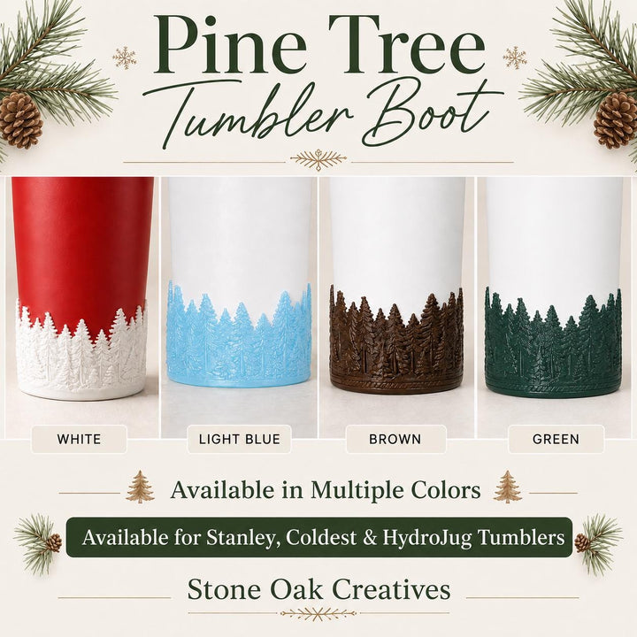 Pine Tree Tumbler Boot, Unique Gift, Hydrojug, Stanley,Coldest, Ice Shaker and others, green white brown blue, Christmas tree