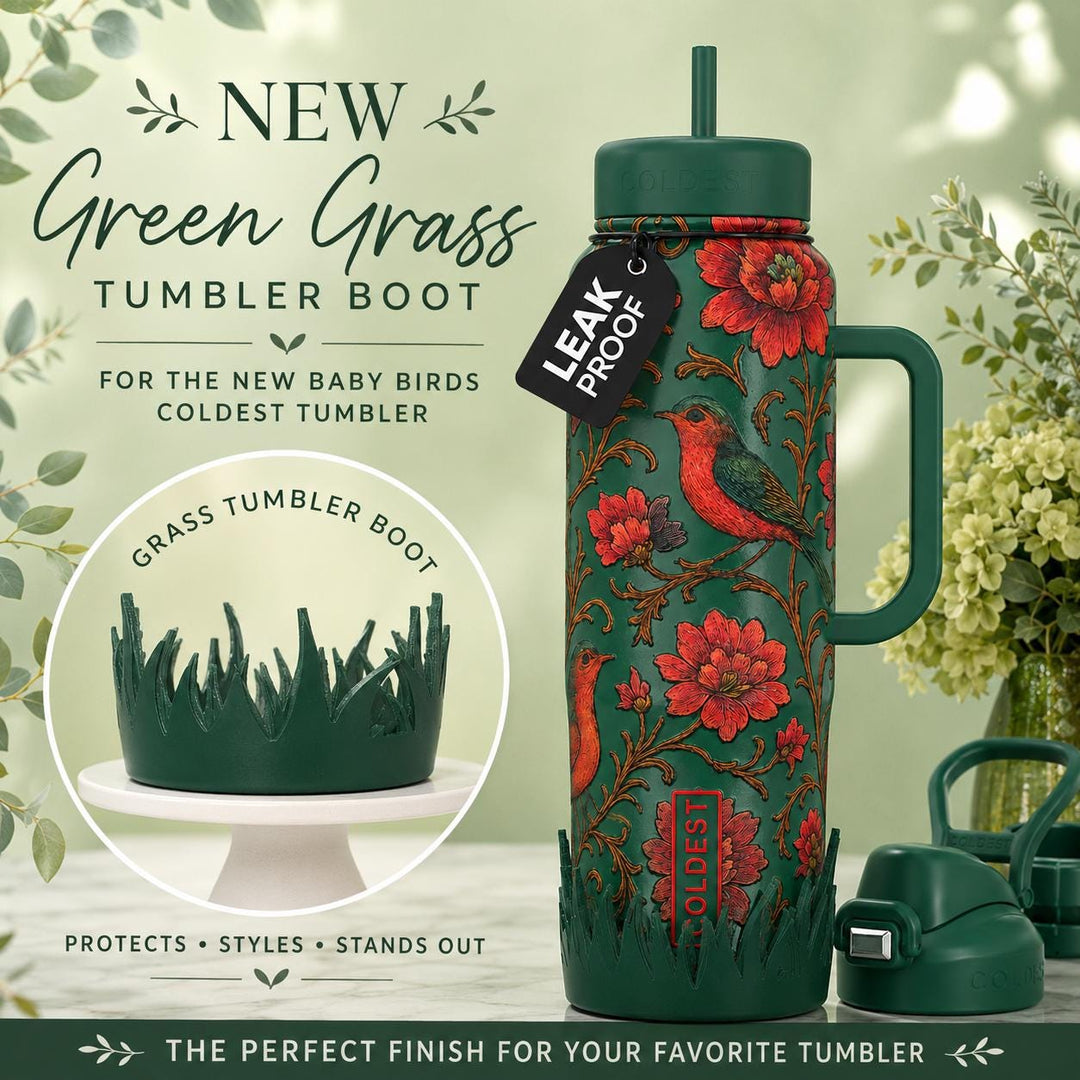 Green Grass Tumbler Boot, Tumbler Boot Sleeve, Easter Floral Spring, Fit's Stanley, coldest Tumblers and more, Protective Sleeve