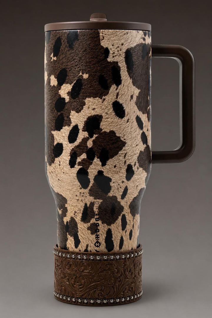 Appoloosa Tooled Leather Tumbler Boot, fits HydroJug, Stanley, and Coldest Tumblers
