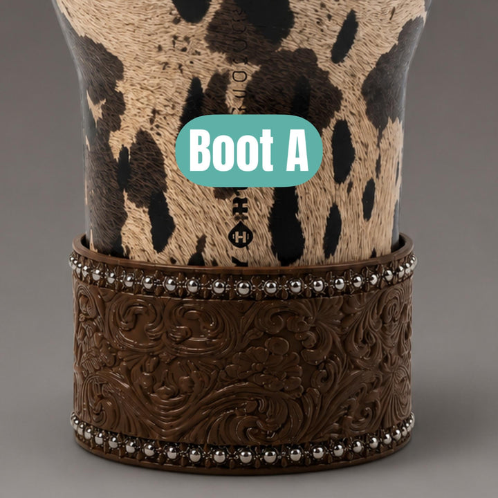 Appoloosa Tooled Leather Tumbler Boot, fits HydroJug, Stanley, and Coldest Tumblers