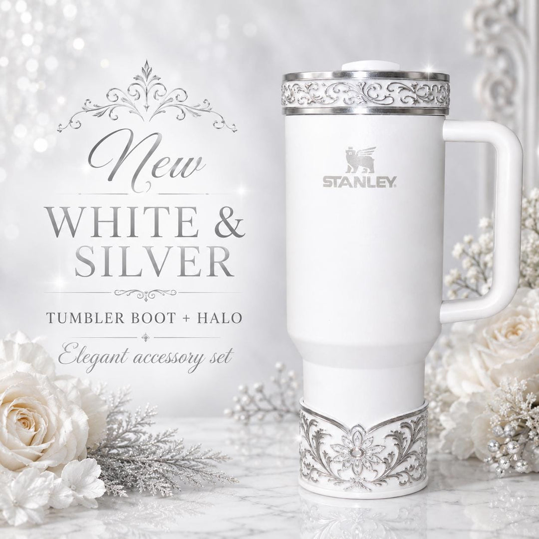Elegant Pink and Silver Fancy Lace Tumbler Boot, Halo or lid collar Accessory Collection for tumblers, Stanley and Coldest accessories