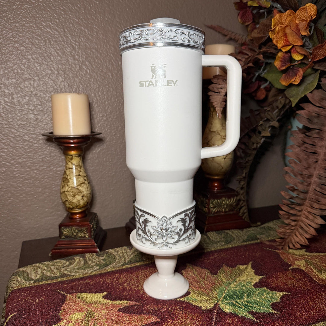 Elegant Pink and Silver Fancy Lace Tumbler Boot, Halo or lid collar Accessory Collection for tumblers, Stanley and Coldest accessories