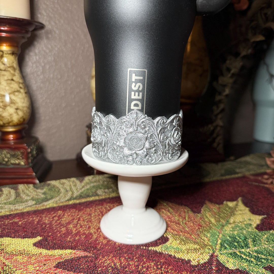 Silver Detailed Rose Tumbler Boot, Tumbler Boot Sleeve, Princess Rose, Fit's Stanley Tumblers, Protective Sleeve