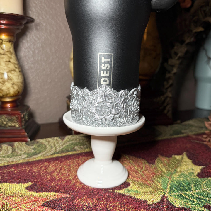 Silver Detailed Rose Tumbler Boot, Tumbler Boot Sleeve, Princess Rose, Fit's Stanley Tumblers, Protective Sleeve