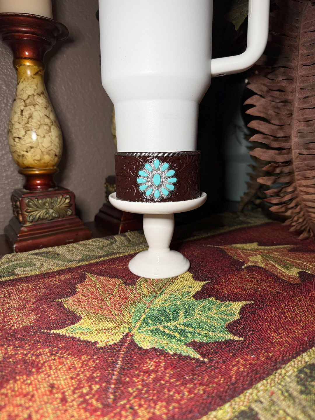 Appoloosa Tooled Leather Tumbler Boot, fits HydroJug, Stanley, and Coldest Tumblers