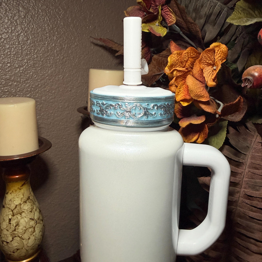 Frost Blue and Silver Fancy Lace Tumbler Boot or Halo Accessory Collection for tumblers, Stanley accessories