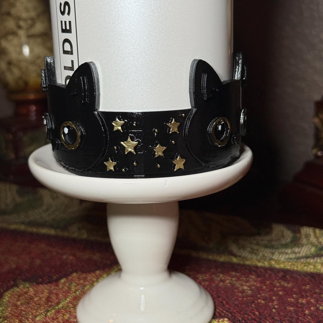 Black and Gold Cat Tumbler Boot, Coldest Glowie Meow, Perfect for pet lovers, Fit's Stanley and Coldest Tumblers, Protective Sleeve
