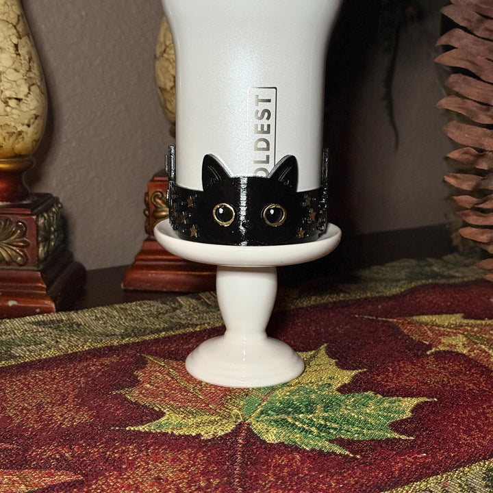 Black and Gold Cat Tumbler Boot, Coldest Glowie Meow, Perfect for pet lovers, Fit's Stanley and Coldest Tumblers, Protective Sleeve
