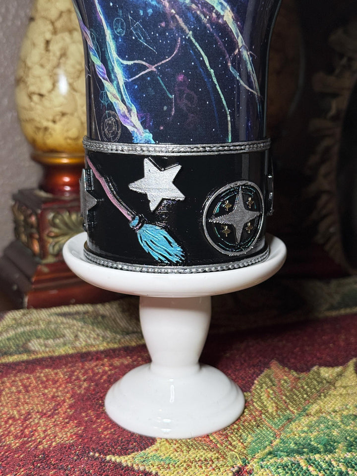 Wizarding Skies Wizard Broom Moon Stars Tumbler boot for Coldest and Stanley Tumblers, unique gift accessories