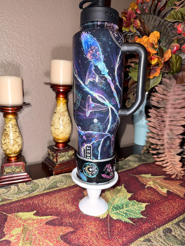 Wizarding Skies Wizard Broom Moon Stars Tumbler boot for Coldest and Stanley Tumblers, unique gift accessories