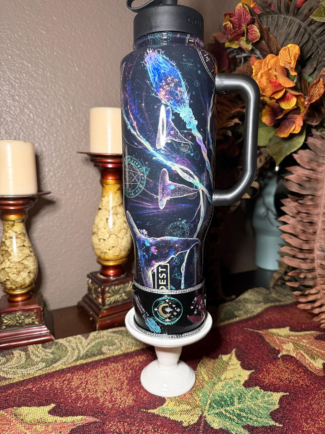 Wizarding Skies Wizard Broom Moon Stars Tumbler boot for Coldest and Stanley Tumblers, unique gift accessories