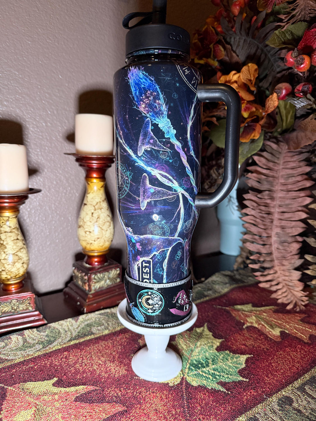 Wizarding Skies Wizard Broom Moon Stars Tumbler boot for Coldest and Stanley Tumblers, unique gift accessories