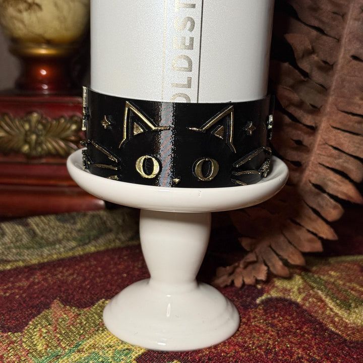 Whisker Cat Tumbler Boot, black with gold accents, Coldest Glowie Meow, Fit's Stanley and Coldest Tumblers, Protective Sleeve