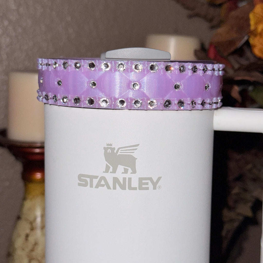 Lavender Lilac Purple Quilted Rhinestone Tumbler boot and halo for Stanley tumblers