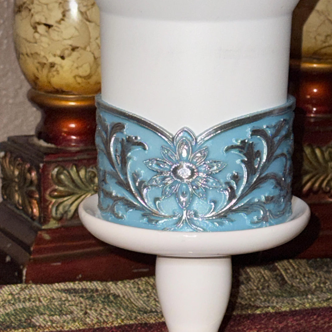 Frost Blue and Silver Fancy Lace Tumbler Boot or Halo Accessory Collection for tumblers, Stanley accessories