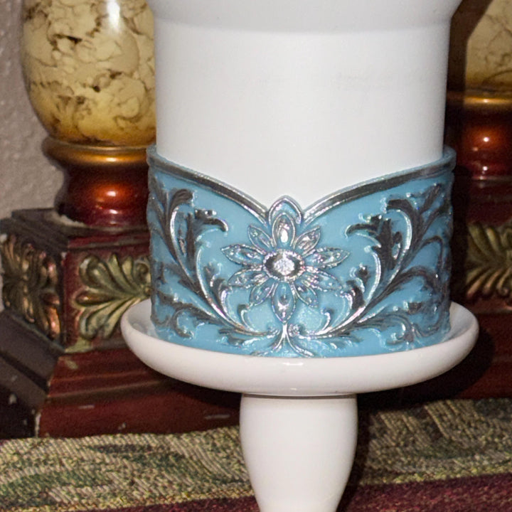 Frost Blue and Silver Fancy Lace Tumbler Boot or Halo Accessory Collection for tumblers, Stanley accessories