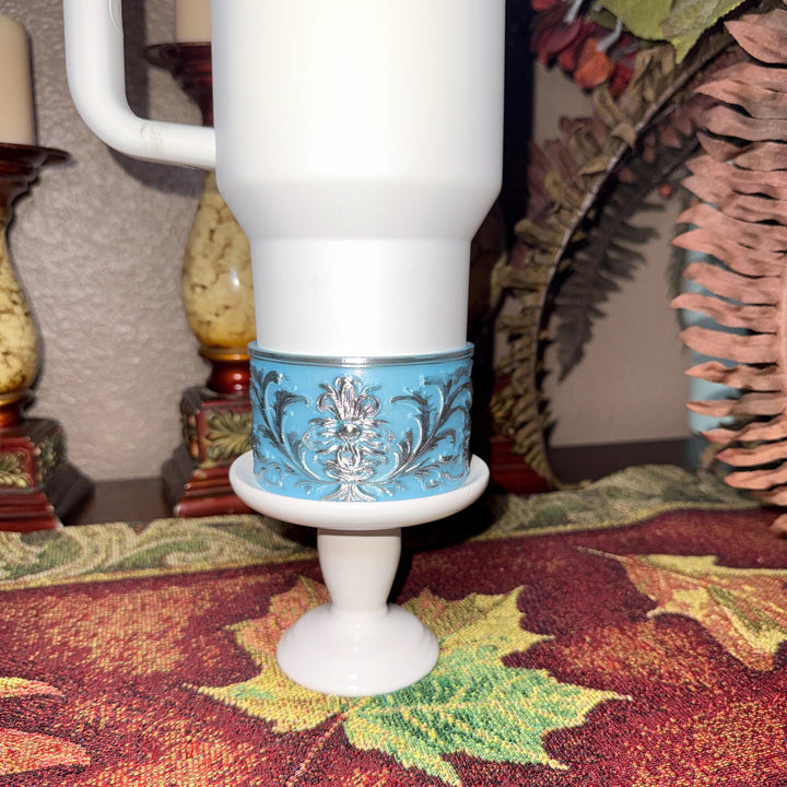Frost Blue and Silver Fancy Lace Tumbler Boot or Halo Accessory Collection for tumblers, Stanley accessories