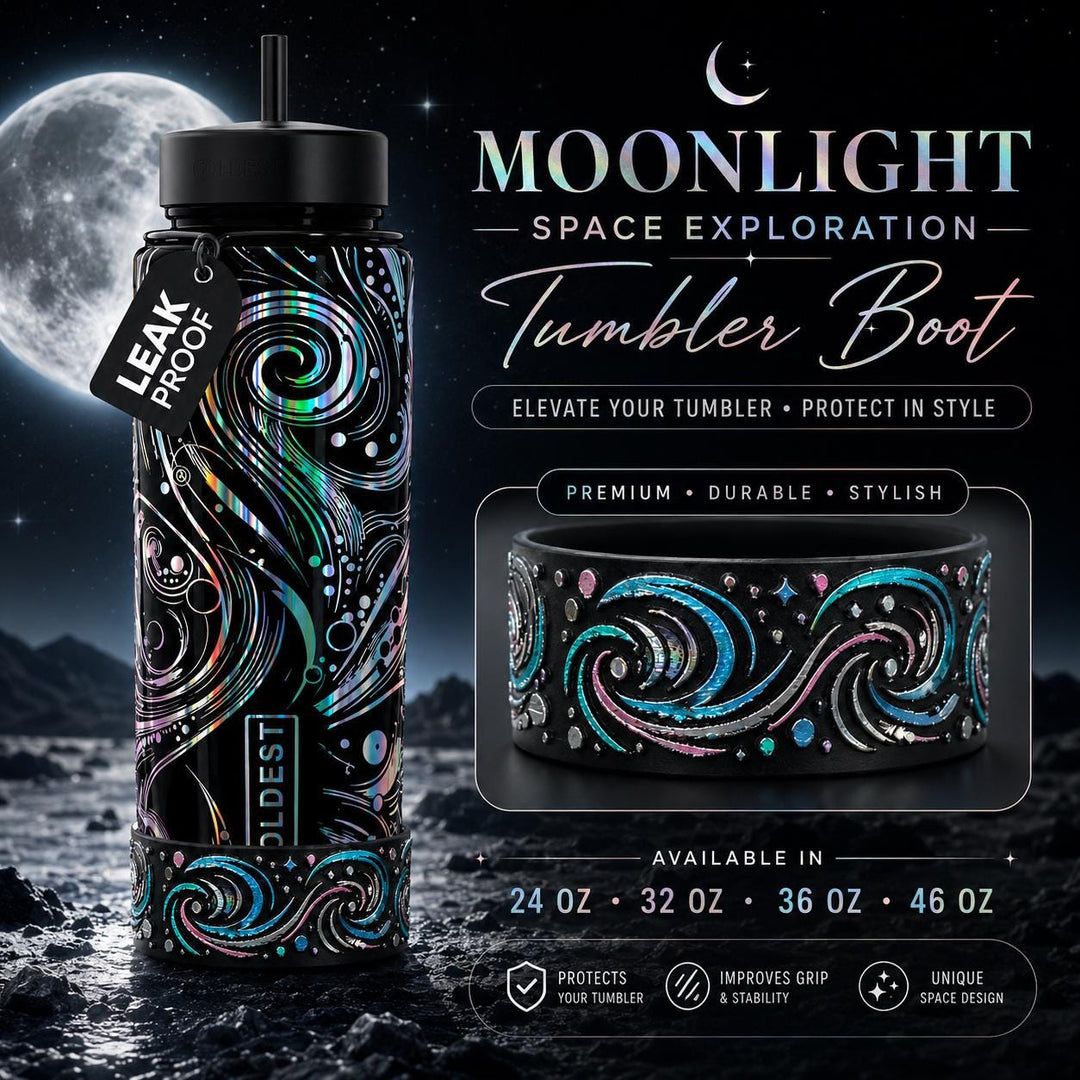 Moonlight Space Exploration Tumbler Boot, Cup Boot Sleeve, fits your Tumblers, hand painted, Unique Gift