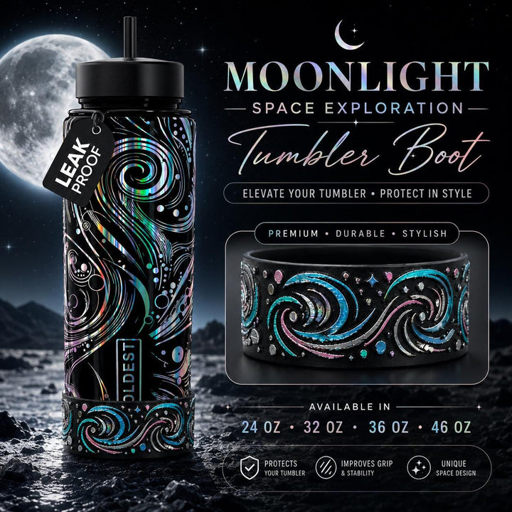 Moonlight Space Exploration Tumbler Boot, Cup Boot Sleeve, fits your Tumblers, hand painted, Unique Gift