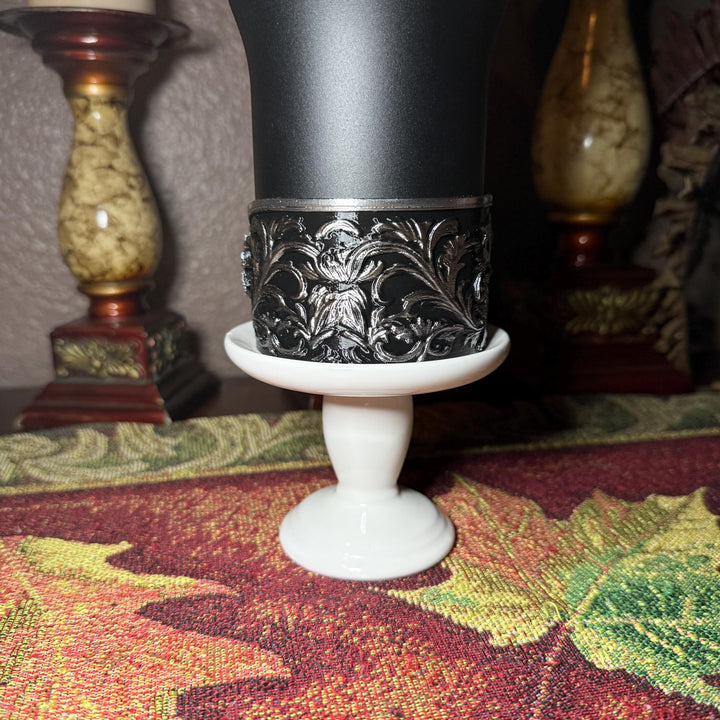 Elegant Black and Silver Fancy Lace Tumbler Boot, Halo or lid collar Accessory Collection for tumblers, Stanley and Coldest accessories
