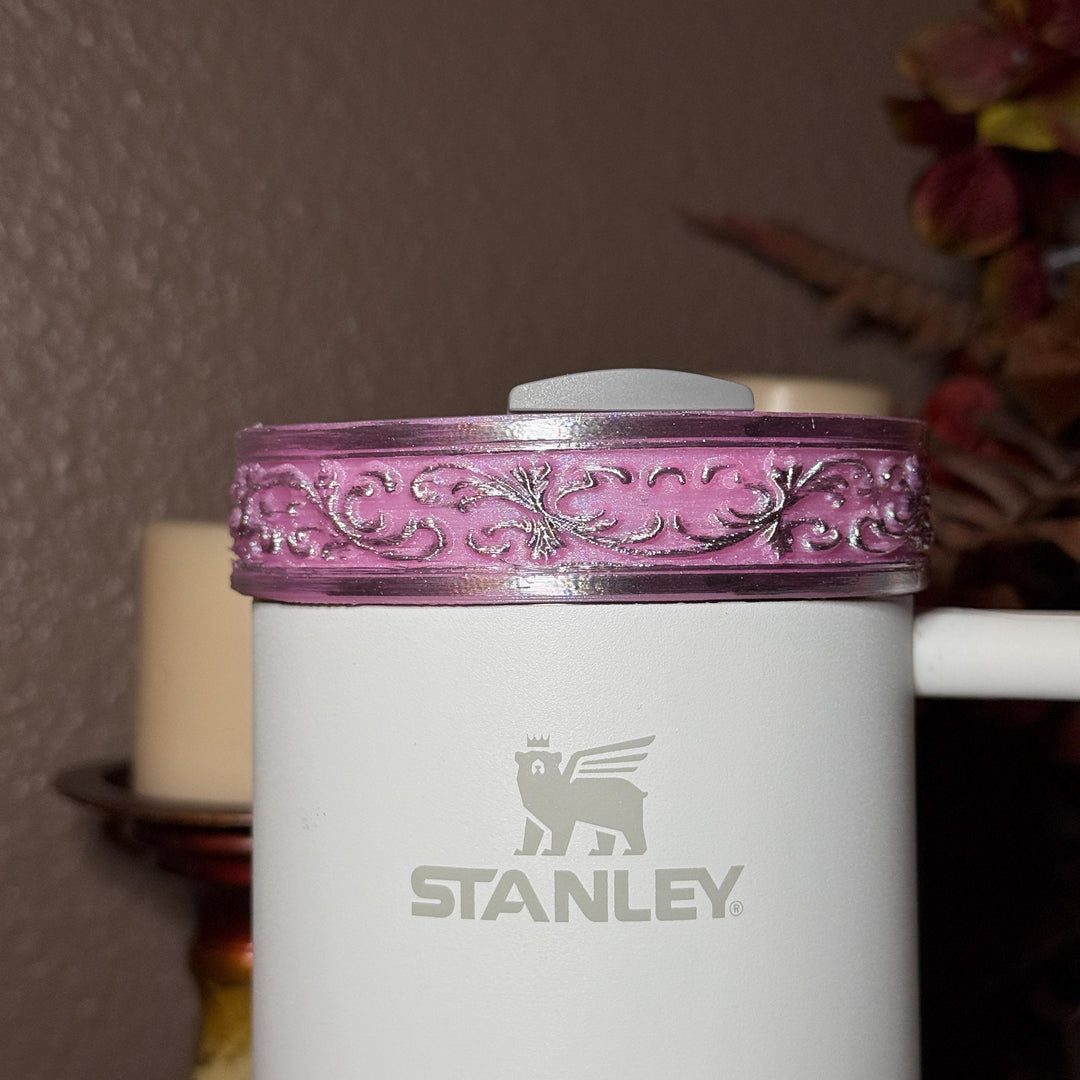 Elegant Pink and Silver Fancy Lace Tumbler Boot, Halo or lid collar Accessory Collection for tumblers, Stanley and Coldest accessories