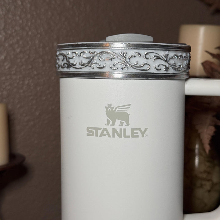 Elegant Pink and Silver Fancy Lace Tumbler Boot, Halo or lid collar Accessory Collection for tumblers, Stanley and Coldest accessories