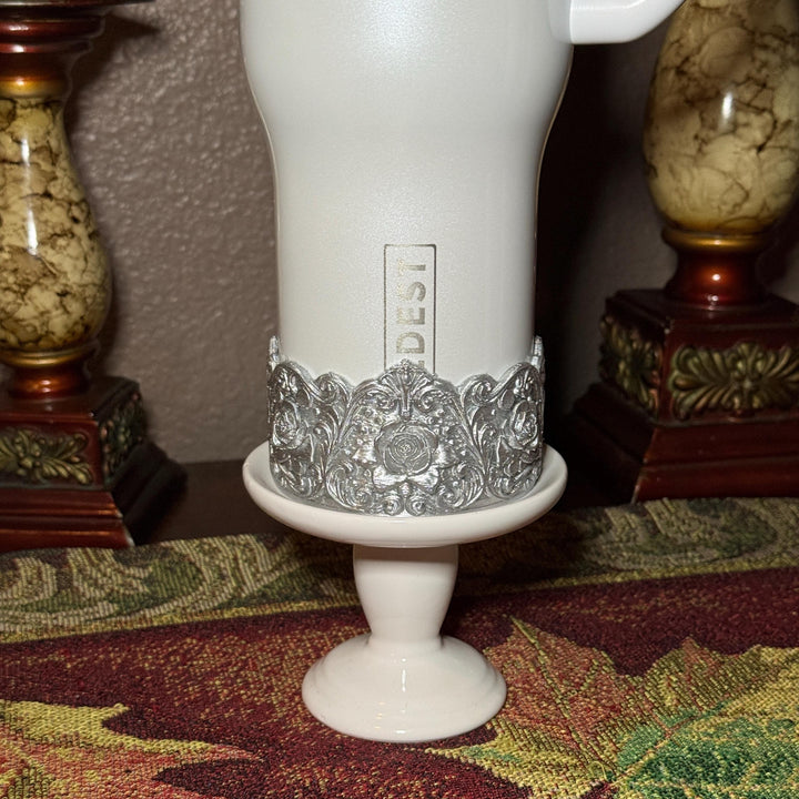Silver Detailed Rose Tumbler Boot, Tumbler Boot Sleeve, Princess Rose, Fit's Stanley Tumblers, Protective Sleeve