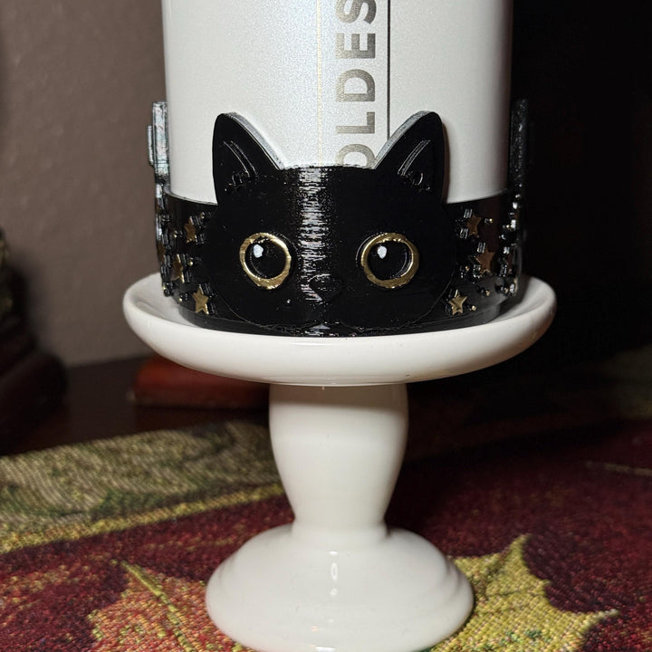 Black and Gold Cat Tumbler Boot, Coldest Glowie Meow, Perfect for pet lovers, Fit's Stanley and Coldest Tumblers, Protective Sleeve