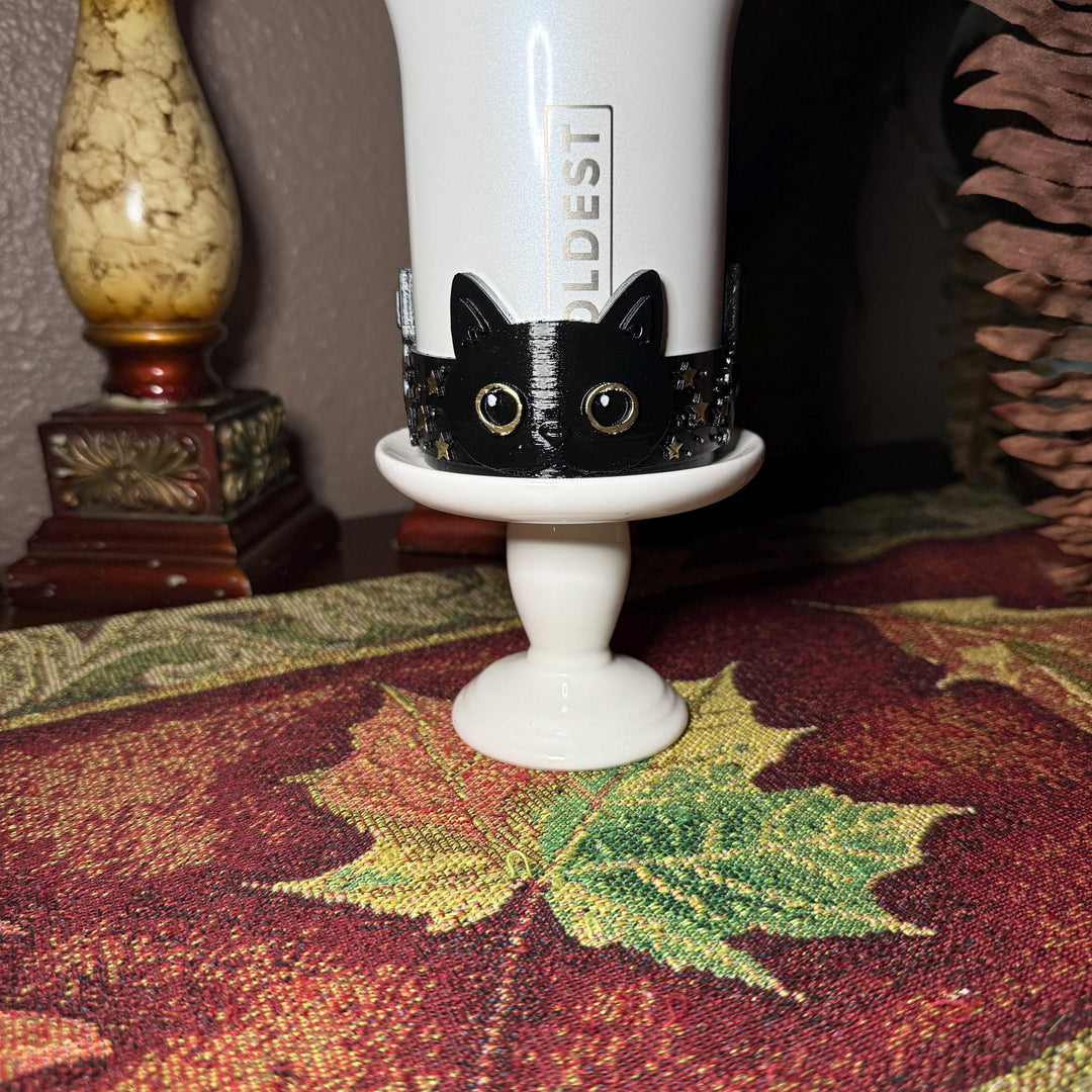 Black and Gold Cat Tumbler Boot, Coldest Glowie Meow, Perfect for pet lovers, Fit's Stanley and Coldest Tumblers, Protective Sleeve