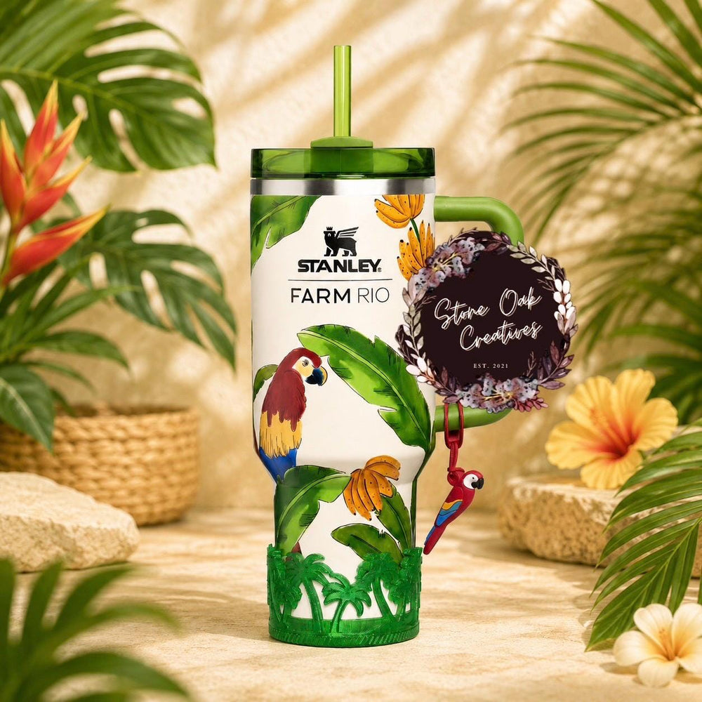 Beach Palm Tree Tumbler Boot, Unique Gift, Hydrojug, Stanley, and others
