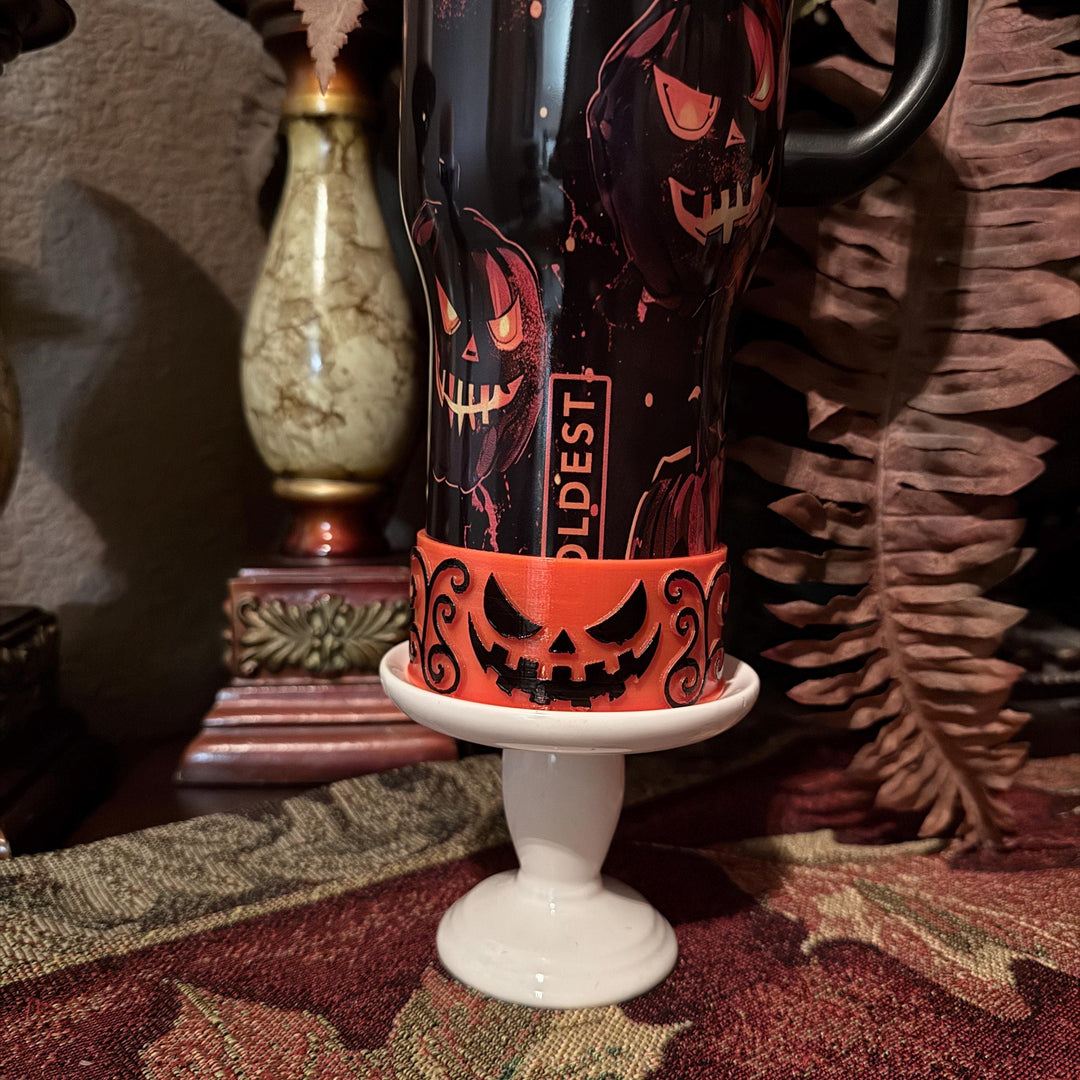 Halloween Pumpkin Patch Tumbler Boots, Purple orange black, Sleeve accessory, fits Coldest and Stanley Tumblers, Unique Gift