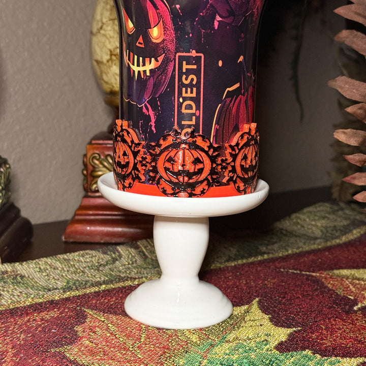 Halloween Pumpkin Patch Tumbler Boots, Purple orange black, Sleeve accessory, fits Coldest and Stanley Tumblers, Unique Gift