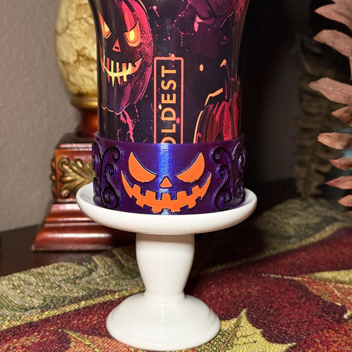 Halloween Pumpkin Patch Tumbler Boots, Purple orange black, Sleeve accessory, fits Coldest and Stanley Tumblers, Unique Gift