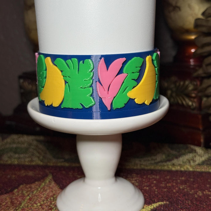 Tropical Tumbler Boot, banana leaves, banana, flowers, Unique Gift for Stanley and other tumblers, fits Farm Rio Painted Bananas